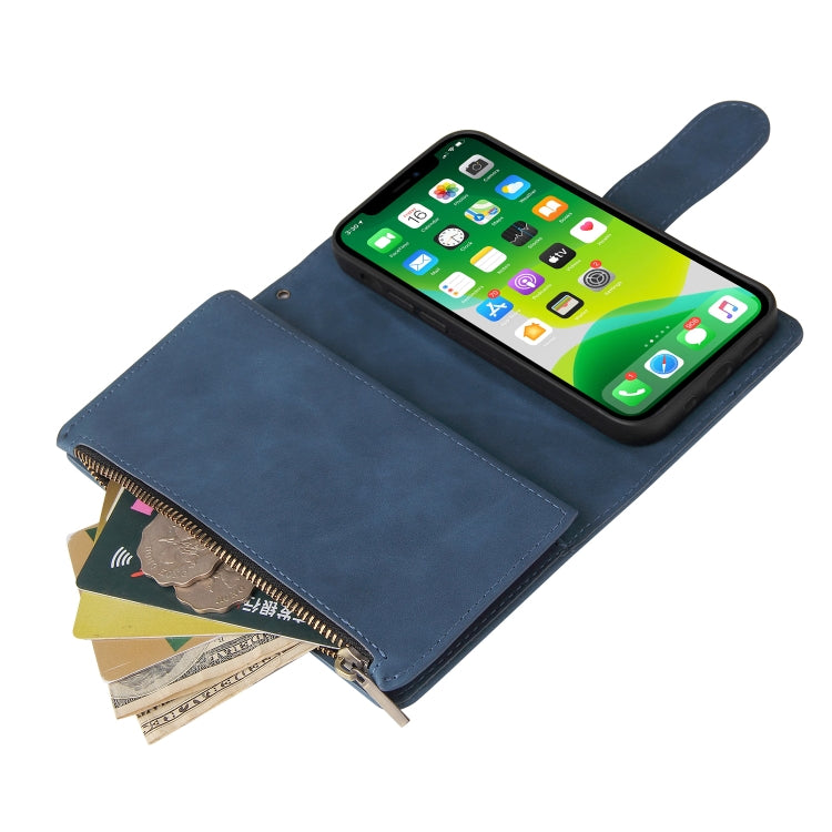 For iPhone 13 Multifunctional Phone Leather Case with Card Slot & Holder & Zipper Wallet & Photo Frame