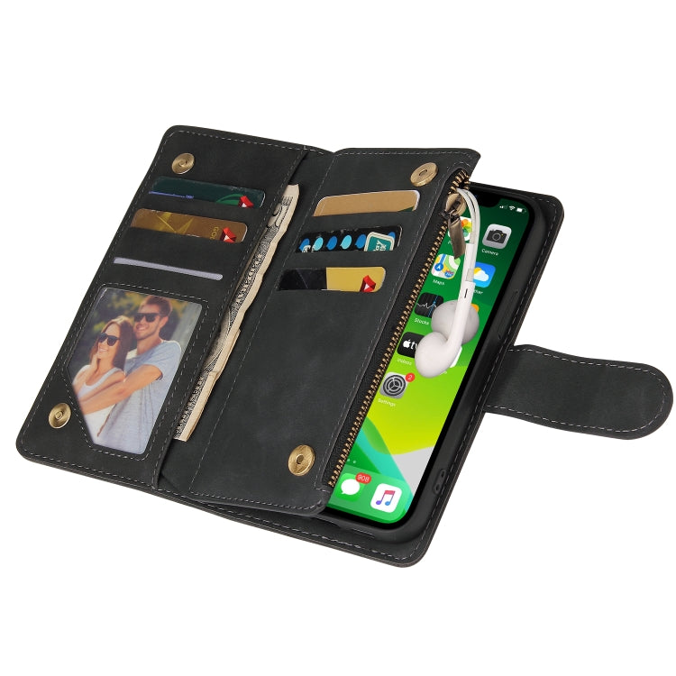 For iPhone 13 Multifunctional Phone Leather Case with Card Slot & Holder & Zipper Wallet & Photo Frame