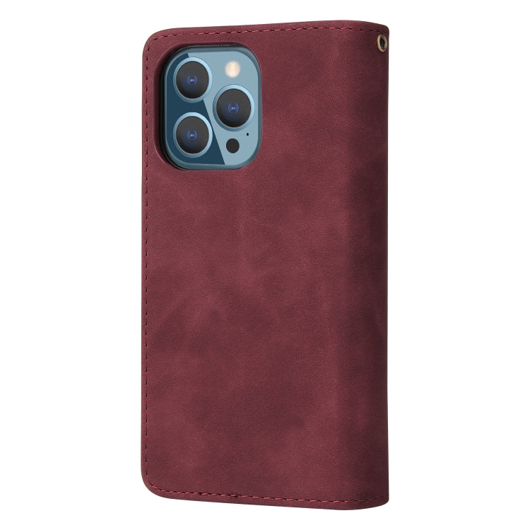For iPhone 13 Pro Multifunctional Phone Leather Case with Card Slot & Holder & Zipper Wallet & Photo Frame