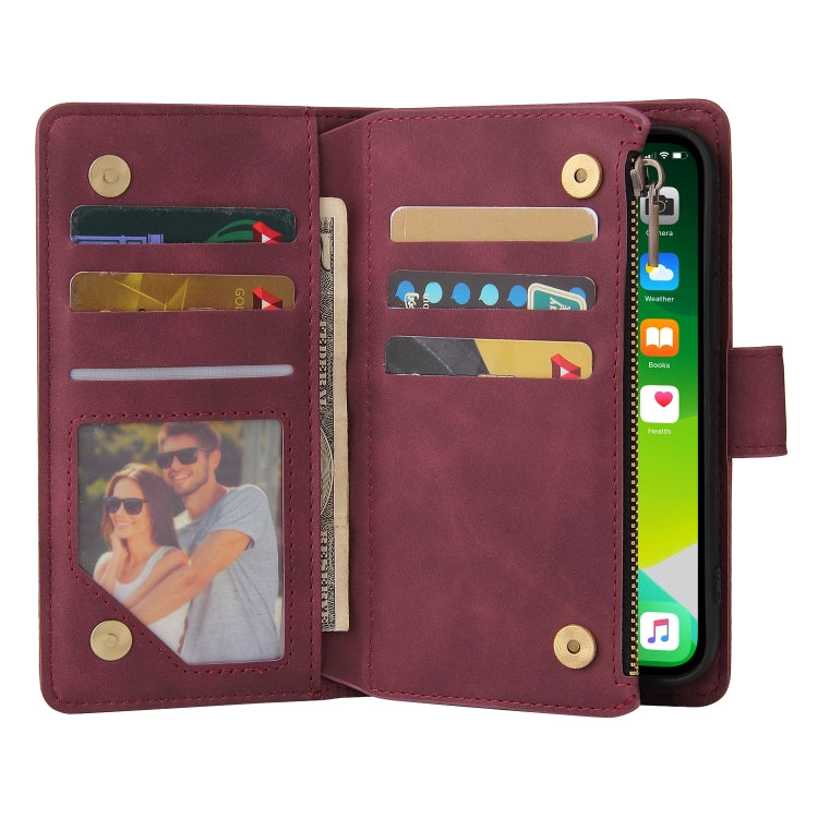 For iPhone 13 Pro Multifunctional Phone Leather Case with Card Slot & Holder & Zipper Wallet & Photo Frame