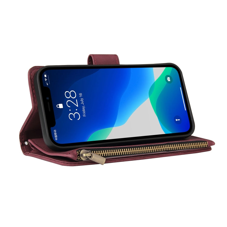 For iPhone 13 Pro Multifunctional Phone Leather Case with Card Slot & Holder & Zipper Wallet & Photo Frame