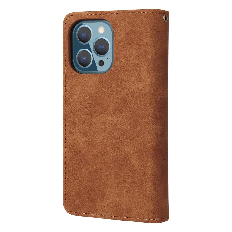 For iPhone 13 Pro Multifunctional Phone Leather Case with Card Slot & Holder & Zipper Wallet & Photo Frame