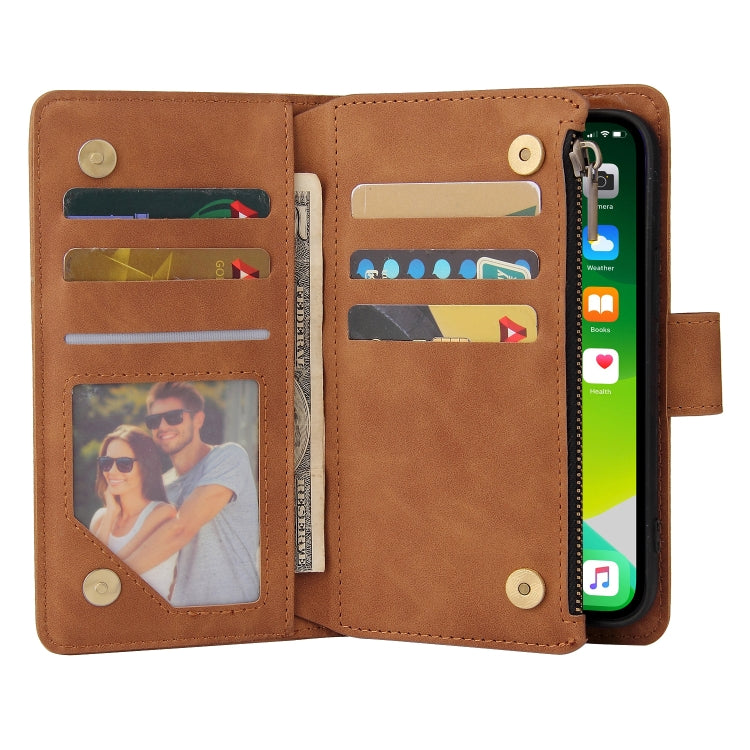 For iPhone 13 Pro Multifunctional Phone Leather Case with Card Slot & Holder & Zipper Wallet & Photo Frame