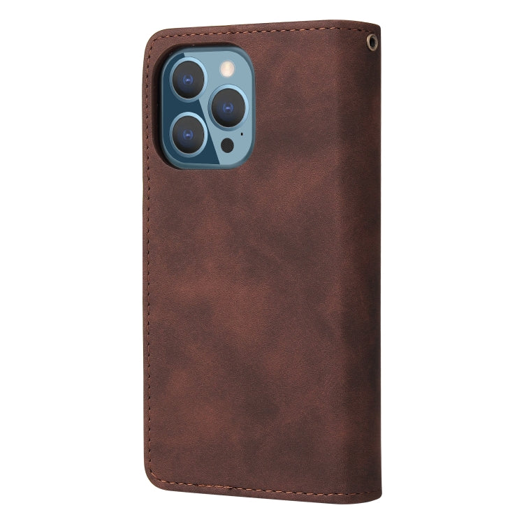 For iPhone 13 Pro Multifunctional Phone Leather Case with Card Slot & Holder & Zipper Wallet & Photo Frame