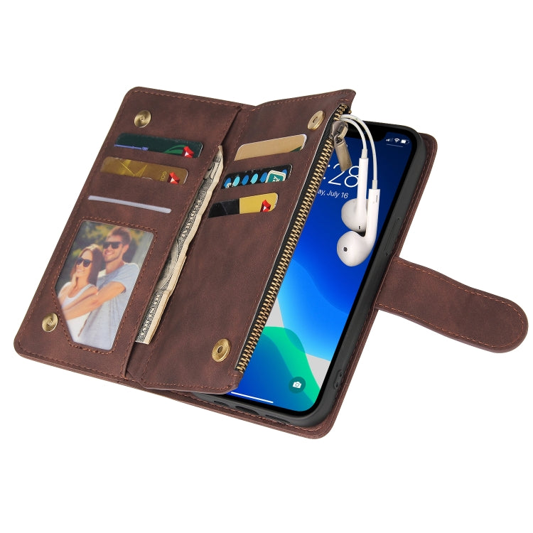 For iPhone 13 Pro Multifunctional Phone Leather Case with Card Slot & Holder & Zipper Wallet & Photo Frame