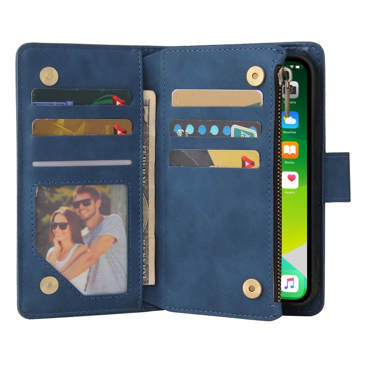 For iPhone 13 Pro Multifunctional Phone Leather Case with Card Slot & Holder & Zipper Wallet & Photo Frame