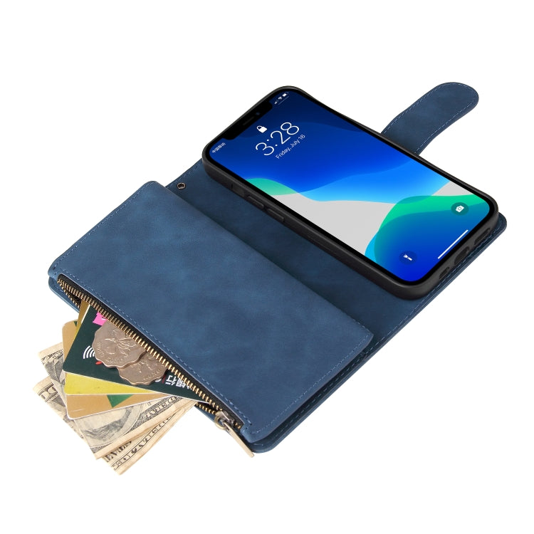 For iPhone 13 Pro Multifunctional Phone Leather Case with Card Slot & Holder & Zipper Wallet & Photo Frame