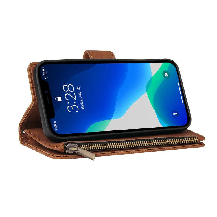For iPhone 13 Pro Max Multifunctional Phone Leather Case with Card Slot & Holder & Zipper Wallet & Photo Frame