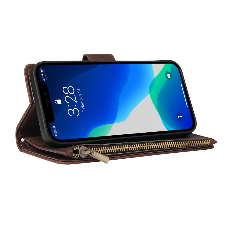 For iPhone 13 Pro Max Multifunctional Phone Leather Case with Card Slot & Holder & Zipper Wallet & Photo Frame