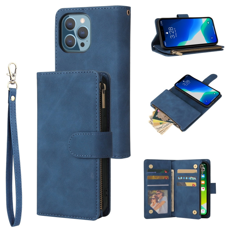 For iPhone 13 Pro Max Multifunctional Phone Leather Case with Card Slot & Holder & Zipper Wallet & Photo Frame