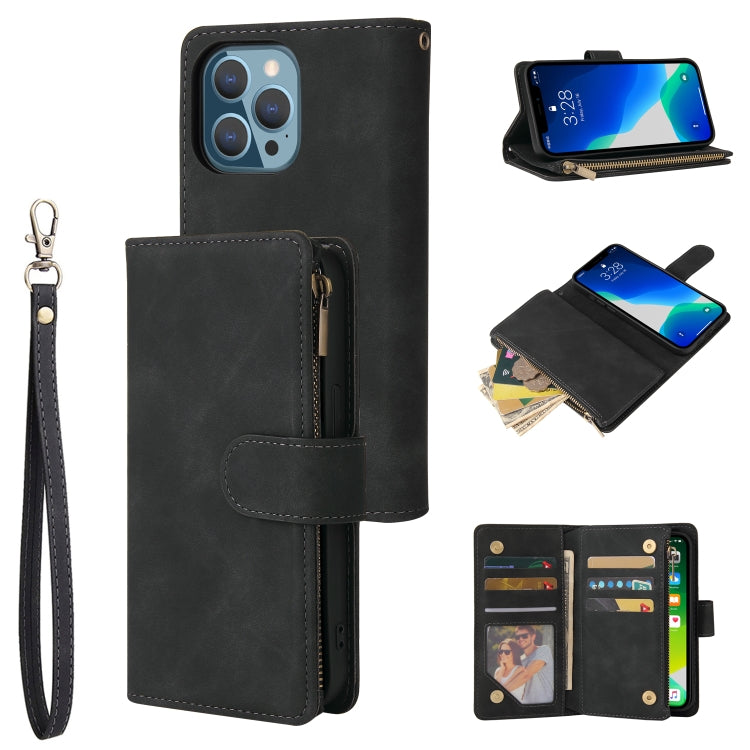For iPhone 13 Pro Max Multifunctional Phone Leather Case with Card Slot & Holder & Zipper Wallet & Photo Frame