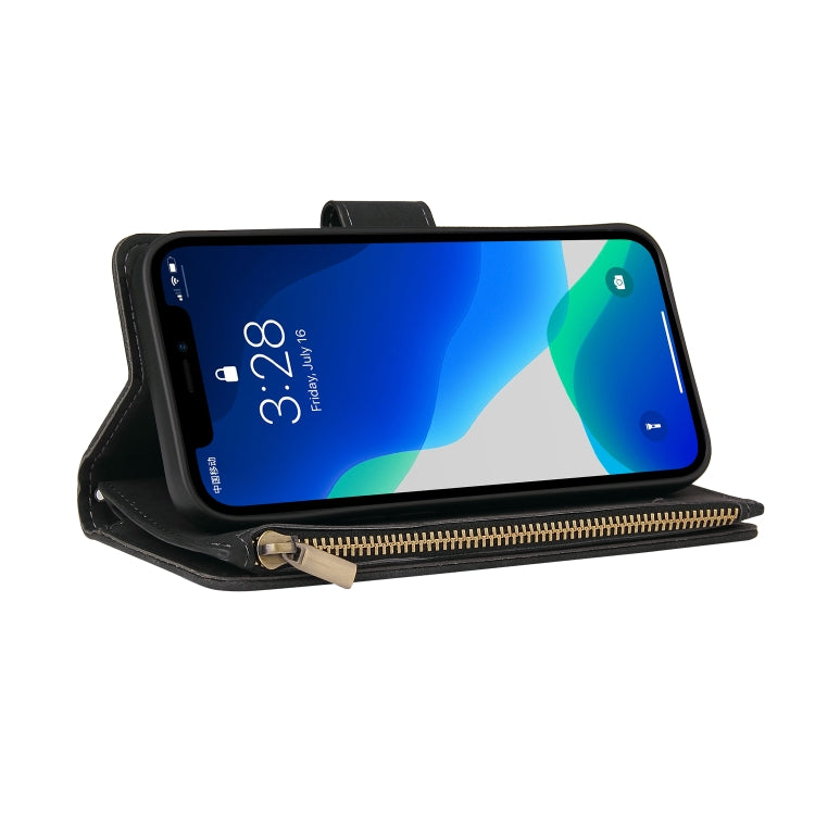 For iPhone 13 Pro Max Multifunctional Phone Leather Case with Card Slot & Holder & Zipper Wallet & Photo Frame