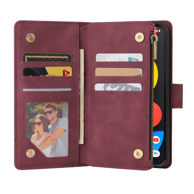 For Google Pixel 5a 5G Multifunctional Phone Leather Case with Card Slot & Holder & Zipper Wallet & Photo Frame