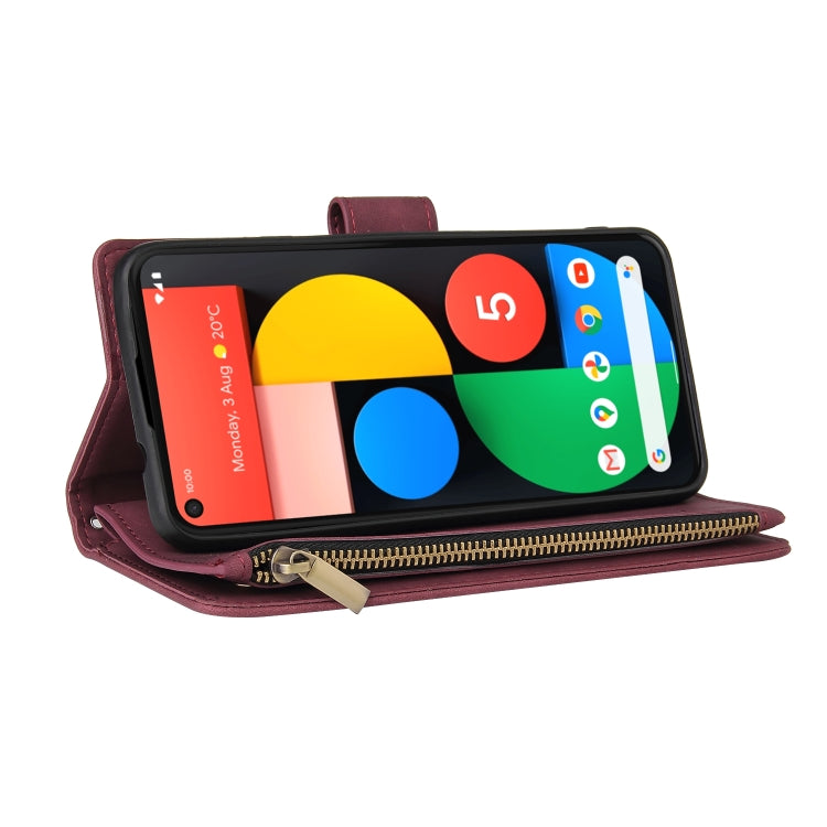 For Google Pixel 5a 5G Multifunctional Phone Leather Case with Card Slot & Holder & Zipper Wallet & Photo Frame