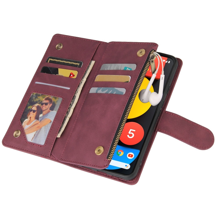 For Google Pixel 5a 5G Multifunctional Phone Leather Case with Card Slot & Holder & Zipper Wallet & Photo Frame