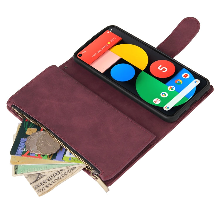 For Google Pixel 5a 5G Multifunctional Phone Leather Case with Card Slot & Holder & Zipper Wallet & Photo Frame