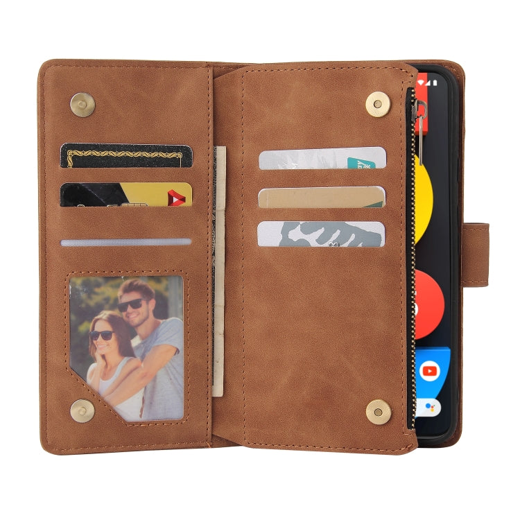 For Google Pixel 5a 5G Multifunctional Phone Leather Case with Card Slot & Holder & Zipper Wallet & Photo Frame
