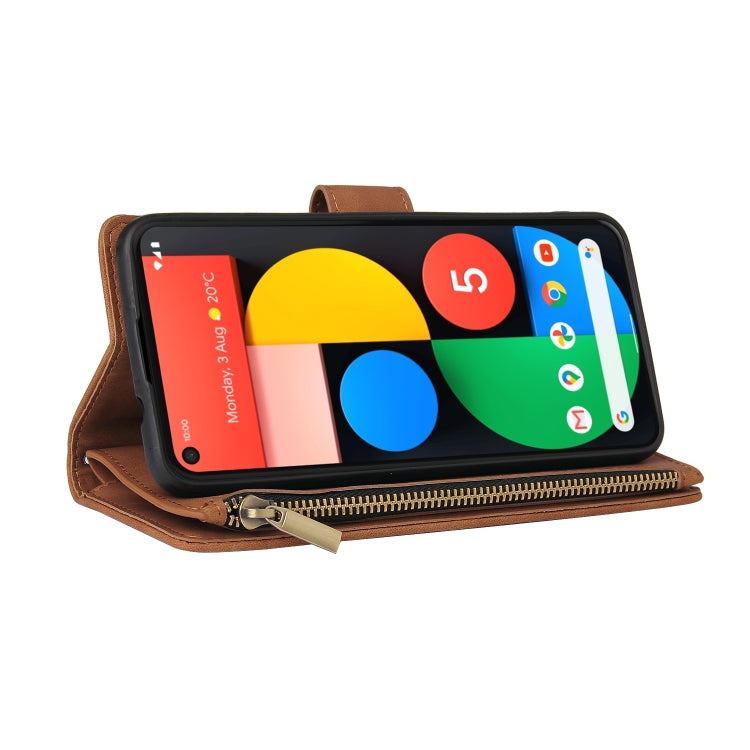 For Google Pixel 5a 5G Multifunctional Phone Leather Case with Card Slot & Holder & Zipper Wallet & Photo Frame