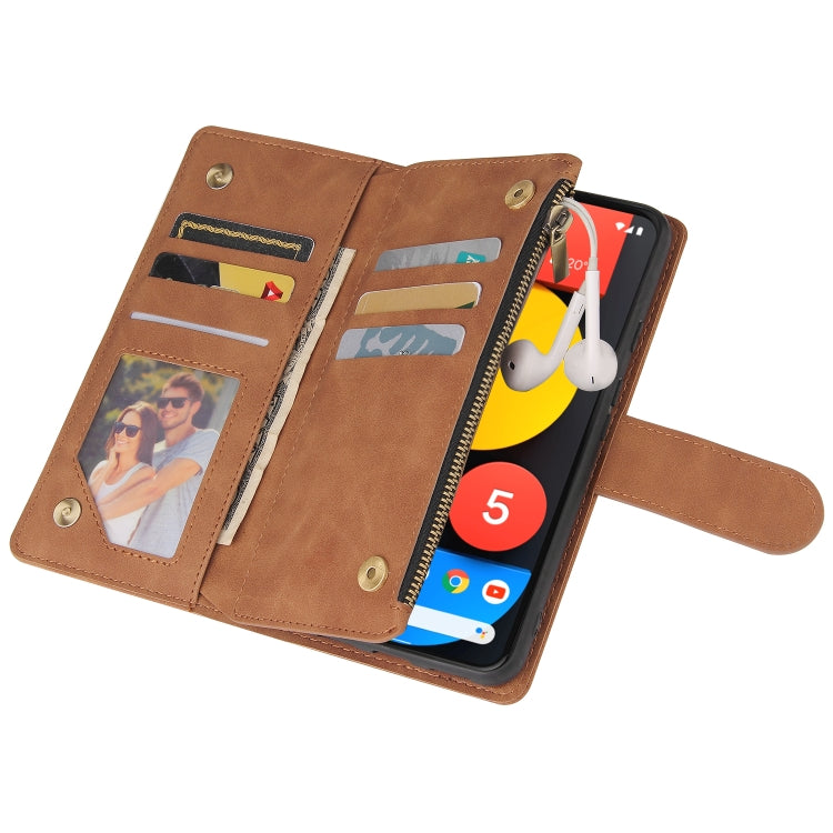 For Google Pixel 5a 5G Multifunctional Phone Leather Case with Card Slot & Holder & Zipper Wallet & Photo Frame