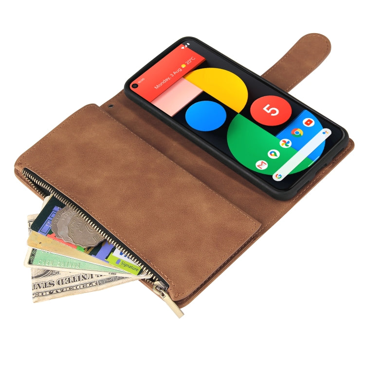 For Google Pixel 5a 5G Multifunctional Phone Leather Case with Card Slot & Holder & Zipper Wallet & Photo Frame