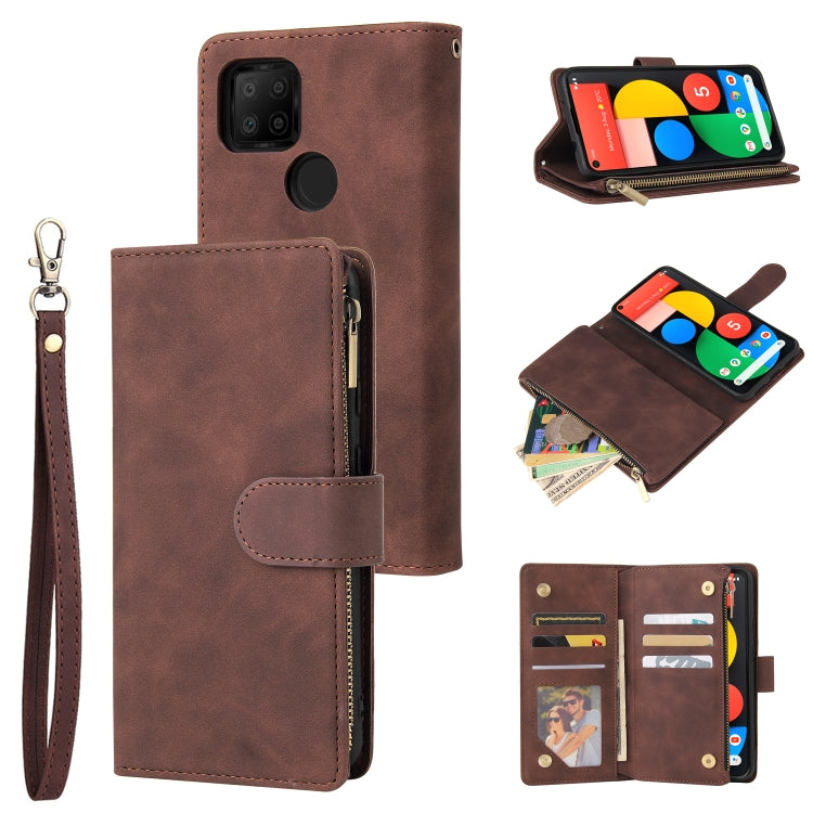 For Google Pixel 5a 5G Multifunctional Phone Leather Case with Card Slot & Holder & Zipper Wallet & Photo Frame
