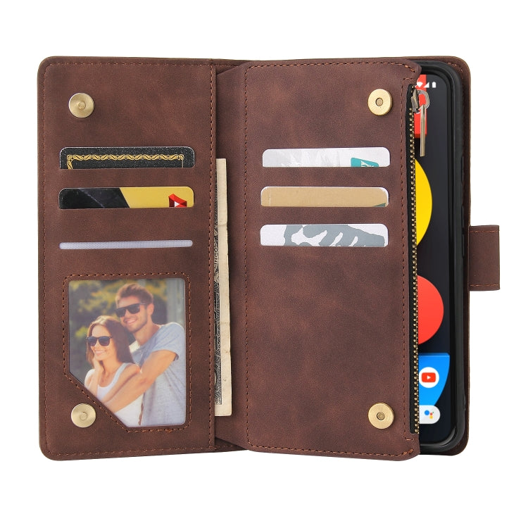 For Google Pixel 5a 5G Multifunctional Phone Leather Case with Card Slot & Holder & Zipper Wallet & Photo Frame