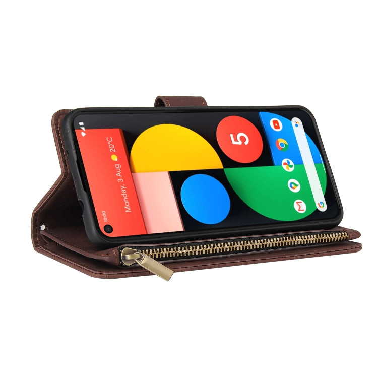 For Google Pixel 5a 5G Multifunctional Phone Leather Case with Card Slot & Holder & Zipper Wallet & Photo Frame
