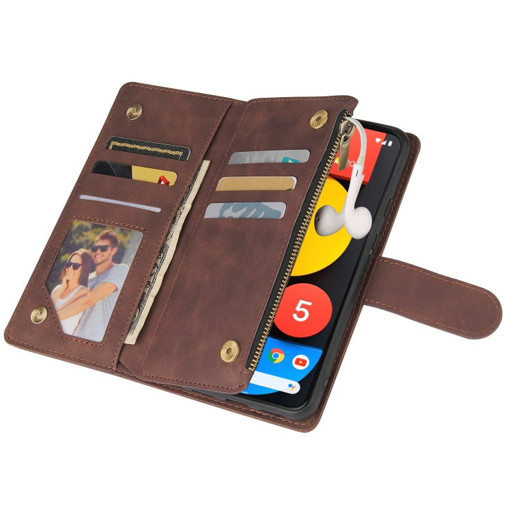 For Google Pixel 5a 5G Multifunctional Phone Leather Case with Card Slot & Holder & Zipper Wallet & Photo Frame