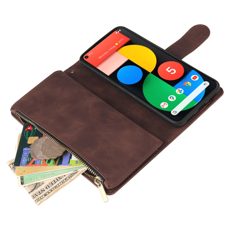 For Google Pixel 5a 5G Multifunctional Phone Leather Case with Card Slot & Holder & Zipper Wallet & Photo Frame