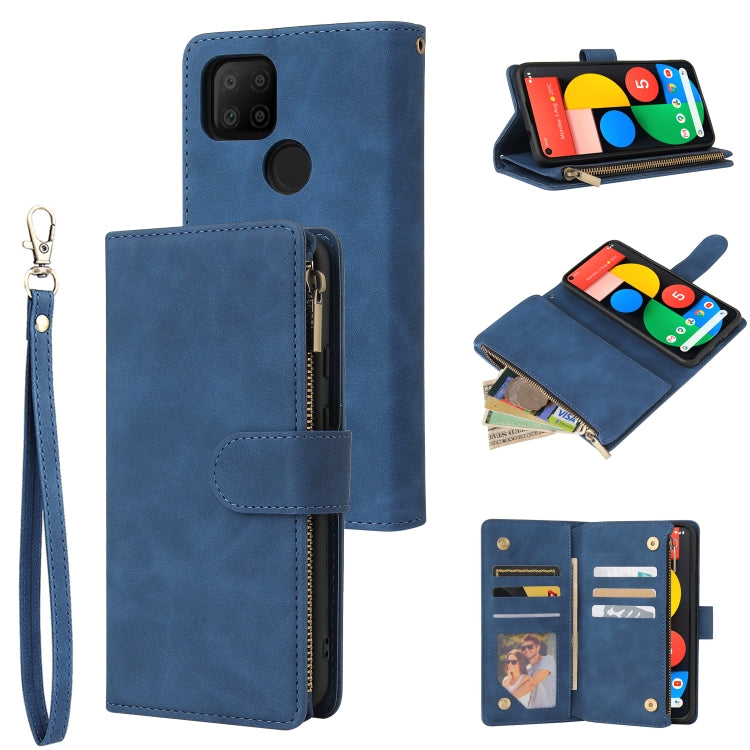 For Google Pixel 5a 5G Multifunctional Phone Leather Case with Card Slot & Holder & Zipper Wallet & Photo Frame