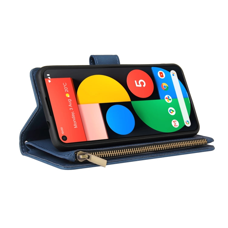 For Google Pixel 5a 5G Multifunctional Phone Leather Case with Card Slot & Holder & Zipper Wallet & Photo Frame
