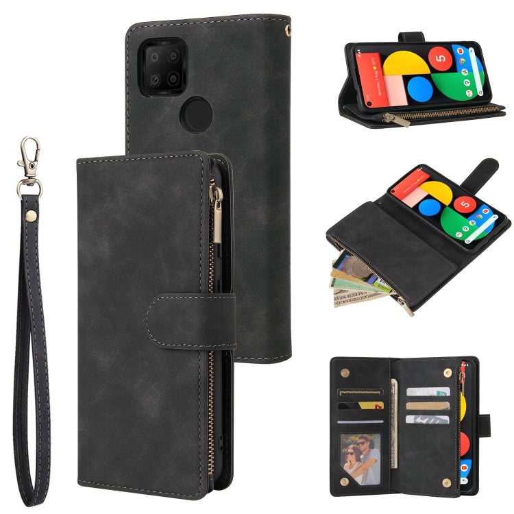 For Google Pixel 5a 5G Multifunctional Phone Leather Case with Card Slot & Holder & Zipper Wallet & Photo Frame