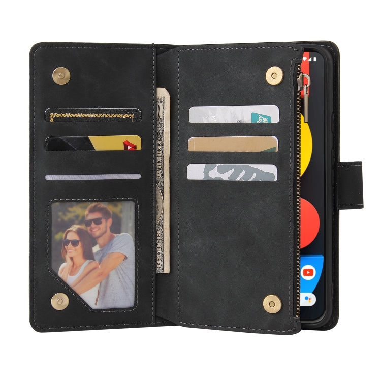 For Google Pixel 5a 5G Multifunctional Phone Leather Case with Card Slot & Holder & Zipper Wallet & Photo Frame