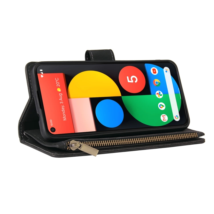For Google Pixel 5a 5G Multifunctional Phone Leather Case with Card Slot & Holder & Zipper Wallet & Photo Frame