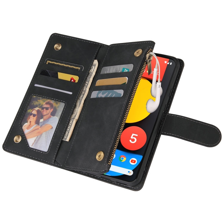For Google Pixel 5a 5G Multifunctional Phone Leather Case with Card Slot & Holder & Zipper Wallet & Photo Frame