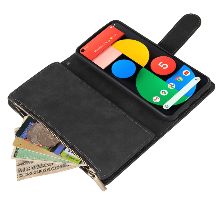 For Google Pixel 5a 5G Multifunctional Phone Leather Case with Card Slot & Holder & Zipper Wallet & Photo Frame