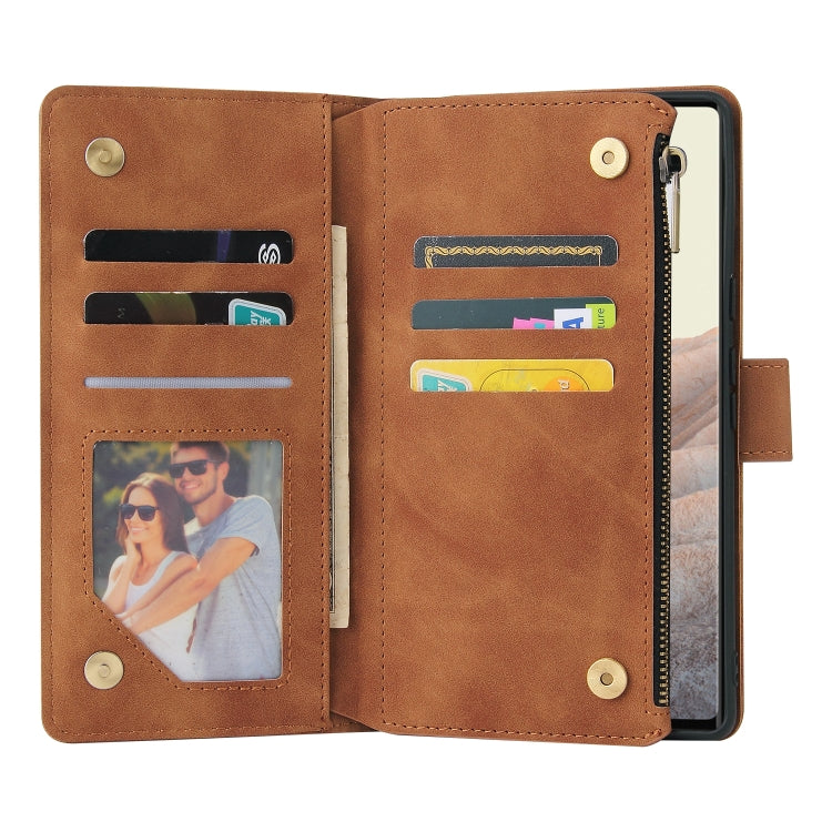 For Google Pixel 6 Pro Multifunctional Phone Leather Case with Card Slot & Holder & Zipper Wallet & Photo Frame