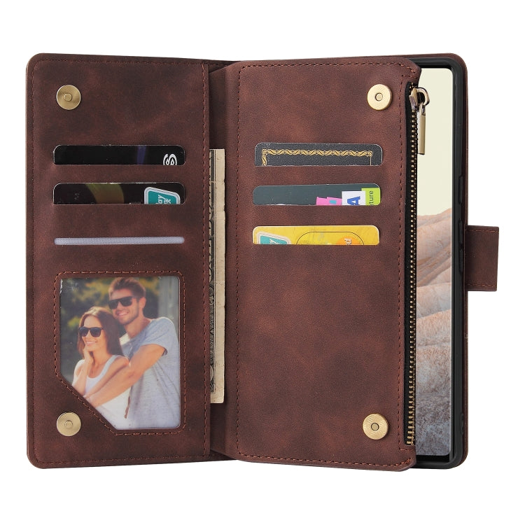 For Google Pixel 6 Pro Multifunctional Phone Leather Case with Card Slot & Holder & Zipper Wallet & Photo Frame