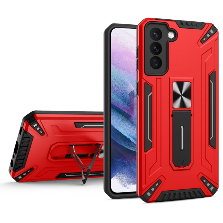 For Samsung Galaxy S22+ 5G War-god Armor TPU + PC Shockproof Magnetic Phone Case with Folding Holder