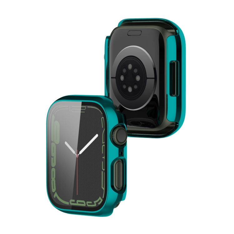 Electroplating Shockproof PC Protective Case with Tempered Glass Film For Apple Watch Series 9 / 8 / 7