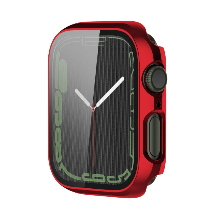 Electroplating Shockproof PC Protective Case with Tempered Glass Film For Apple Watch Series 9 / 8 / 7