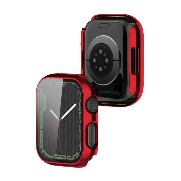 Electroplating Shockproof PC Protective Case with Tempered Glass Film For Apple Watch Series 9 / 8 / 7