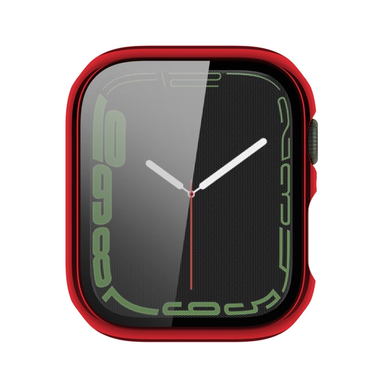 Electroplating Shockproof PC Protective Case with Tempered Glass Film For Apple Watch Series 9 / 8 / 7