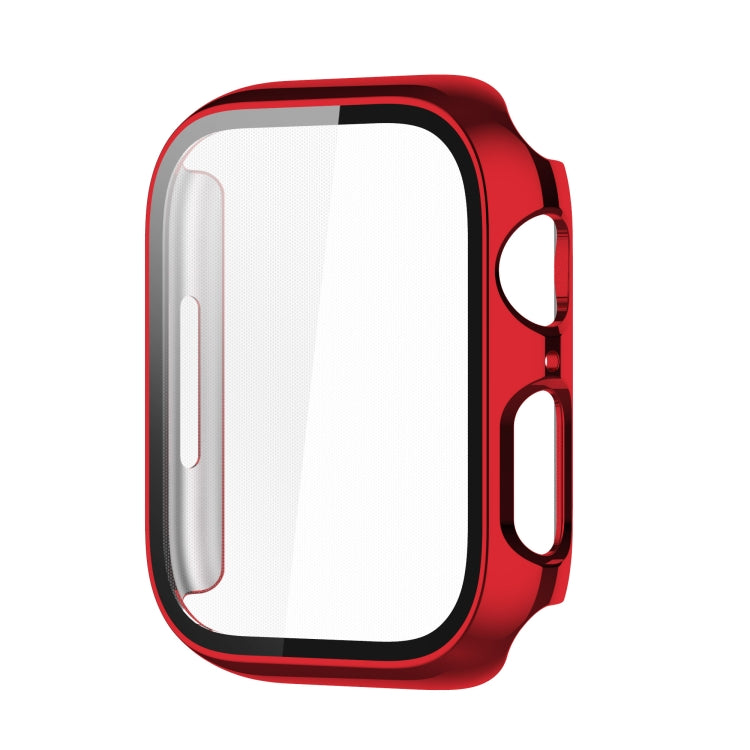 Electroplating Shockproof PC Protective Case with Tempered Glass Film For Apple Watch Series 9 / 8 / 7