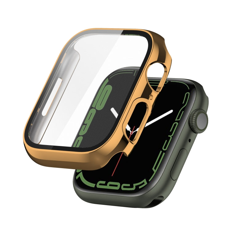 Electroplating Shockproof PC Protective Case with Tempered Glass Film For Apple Watch Series 9 / 8 / 7