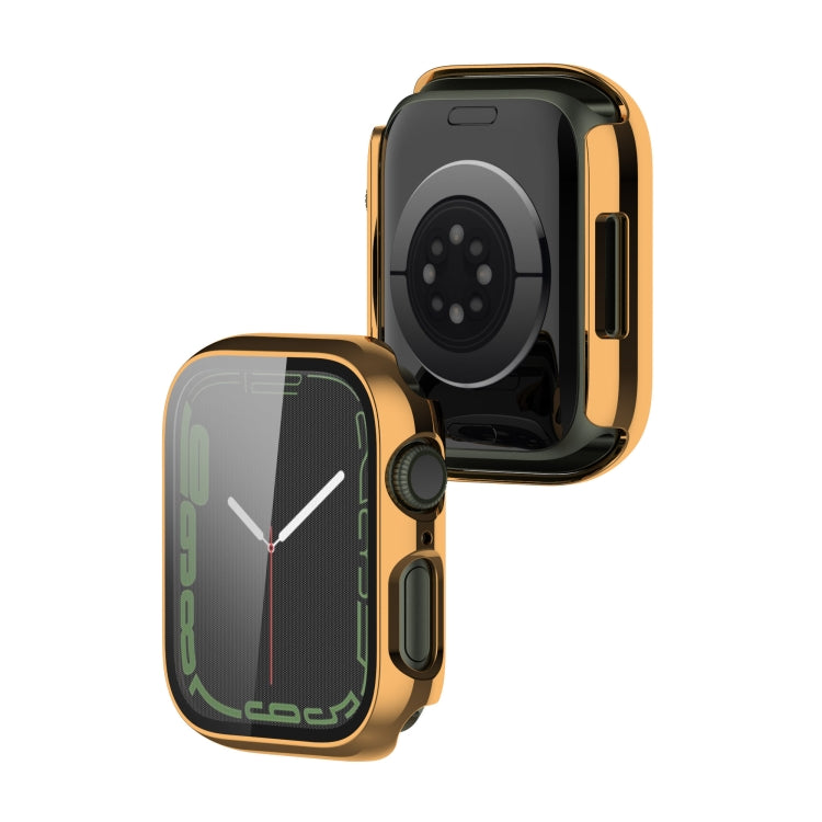 Electroplating Shockproof PC Protective Case with Tempered Glass Film For Apple Watch Series 9 / 8 / 7