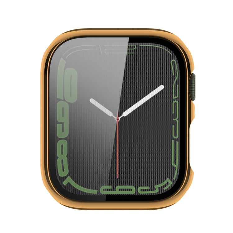Electroplating Shockproof PC Protective Case with Tempered Glass Film For Apple Watch Series 9 / 8 / 7