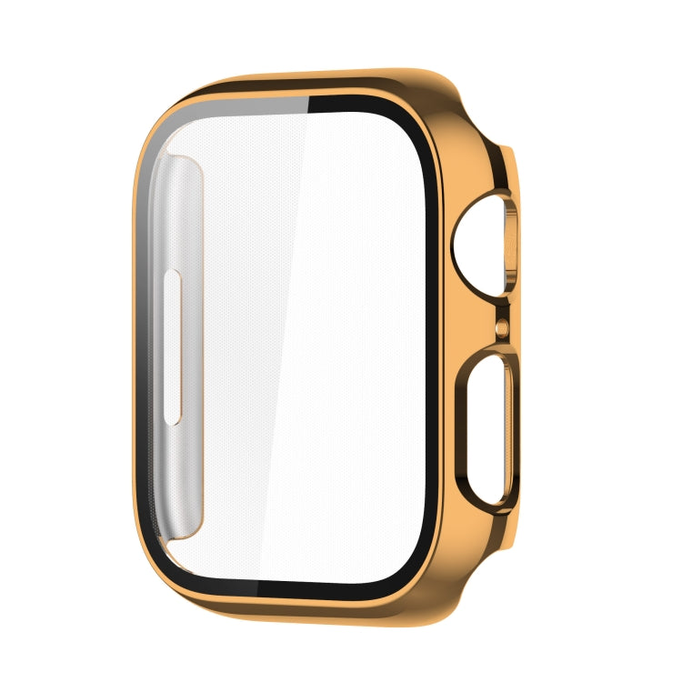 Electroplating Shockproof PC Protective Case with Tempered Glass Film For Apple Watch Series 9 / 8 / 7