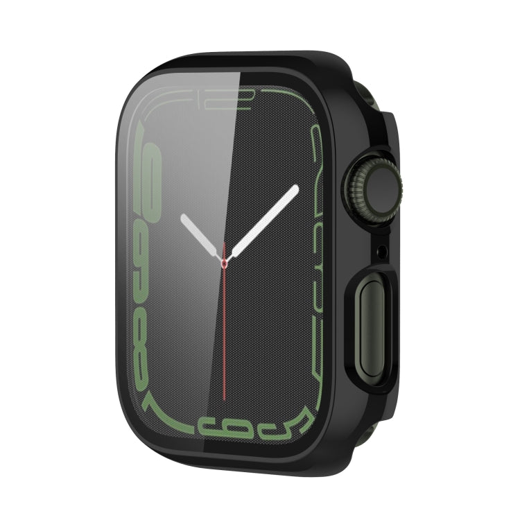 Electroplating Shockproof PC Protective Case with Tempered Glass Film For Apple Watch Series 9 / 8 / 7