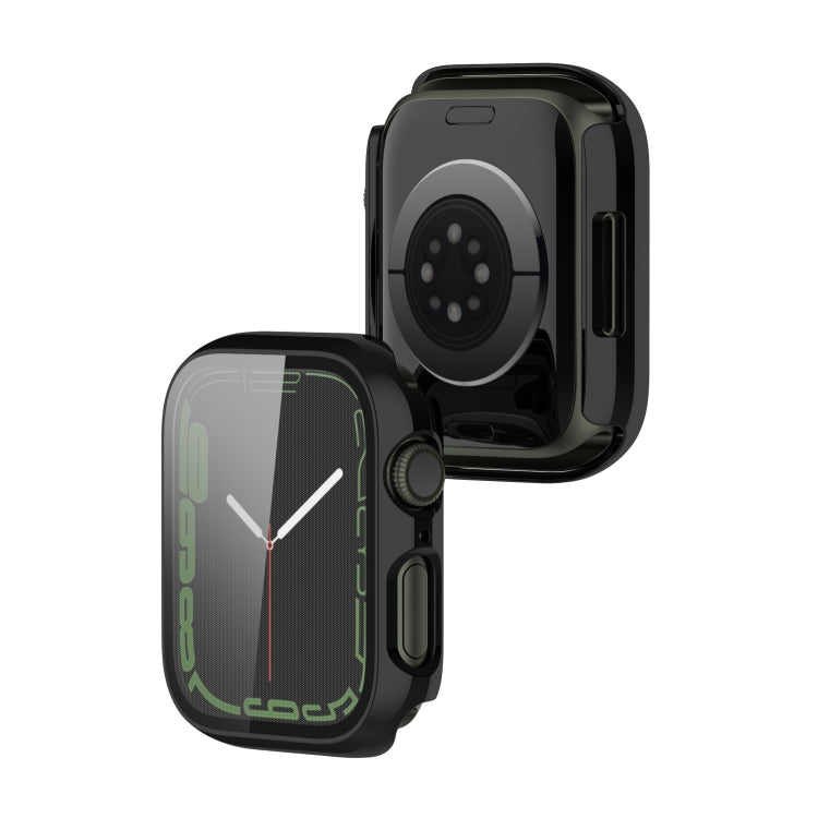 Electroplating Shockproof PC Protective Case with Tempered Glass Film For Apple Watch Series 9 / 8 / 7